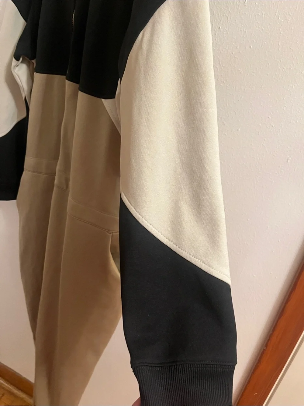 Nike Colorblock Zip-Front Jumpsuit in Olive, Black & Cream